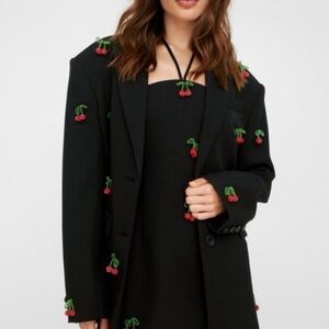 NWT Nasty Gal Cherry 🍒 Embelleshment Blazer Playful Beaded